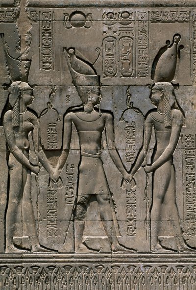 Relief avec Thoutmôsis III et les dieux Heka et Khnoum, Façade de la salle hypostyle du temple de Khnoum, Esna, Égypte, civilisation égyptienne, Détail avec Pharaon - Unbekannt Unbekannt