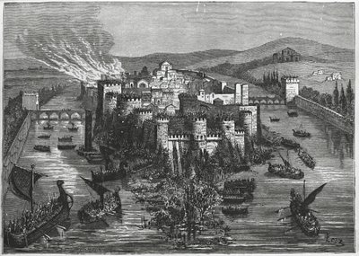 Les Vikings assiégeant Paris en 845 (gravure) - Unbekannt Unbekannt