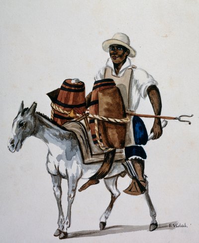 Jeune garçon péruvien métis avec sa mule, gravure de E Vidal - Unbekannt Unbekannt