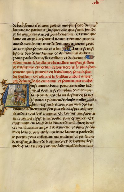 Initiale A : Gillion et son compagnon Hertan retournent secrètement au Caire - Lieven van Lathem