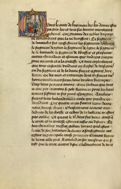 Initial Q : Gillion demande au comte de Hainaut la permission de partir en pèlerinage - Lieven van Lathem