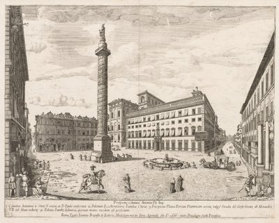 Piazza Colonna de Prospectus Locurum Urbis Romae Insignium, 1666 - Lievin Cruyl