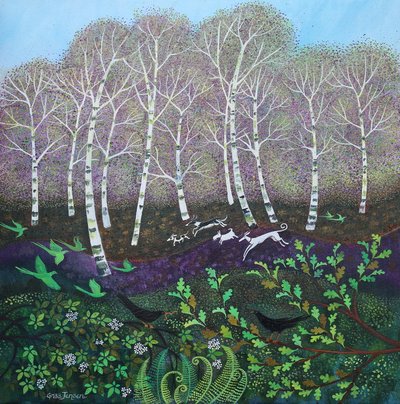 Perroquets verts, 2024 (acrylique sur toile) - Lisa Graa Jensen