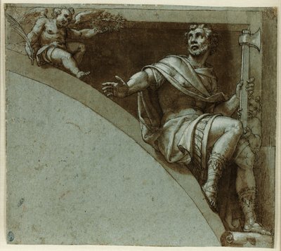 Conception pour un écoinçon : Un martyr romain et deux putti – Saint Jude l