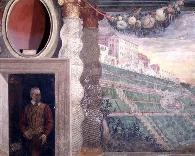Le salon principal, détail de la décoration représentant la Villa d