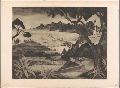 Paysage montagneux avec baie en Corse - Lodewijk Schelfhout (signed by artist)