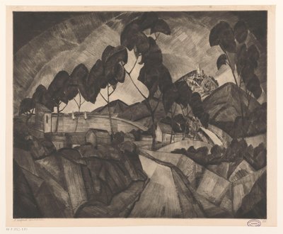 Paysage de collines en Provence (La Provence) - Lodewijk Schelfhout (signed by artist)