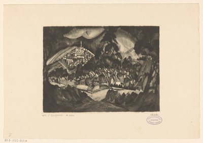 Paysage vallonné avec arbres et bâtiments - Lodewijk Schelfhout (signed by artist)