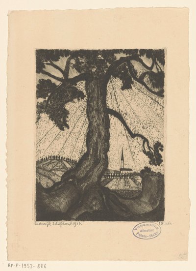 Paysage de collines avec village (Le Village I) - Lodewijk Schelfhout (signed by artist)
