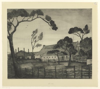 Paysage hollandais avec ferme et prairie - Lodewijk Schelfhout (signed by artist)