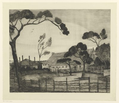 Paysage hollandais avec ferme et prairie - Lodewijk Schelfhout (signed by artist)