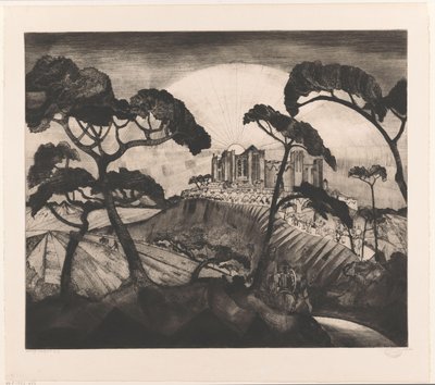 Château sur une colline - Lodewijk Schelfhout (signed by artist)
