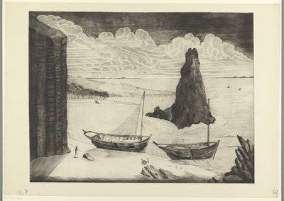Deux bateaux amarrés sur une plage - Lodewijk Schelfhout (signed by artist)