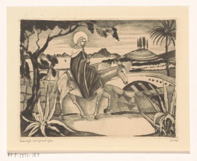 Fuite en Égypte - Lodewijk Schelfhout (signed by artist)