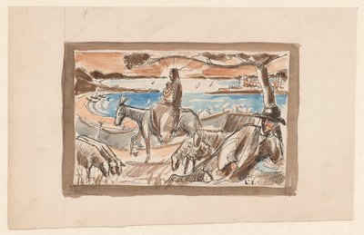 Fuite en Égypte - Lodewijk Schelfhout (signed by artist)