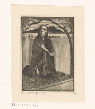 Femme au tombeau - Lodewijk Schelfhout (signed by artist)