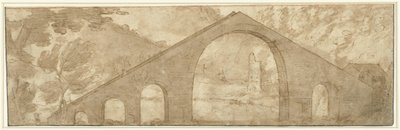 Pont escarpé dans un paysage - Lodewijk Toeput (attributed to)