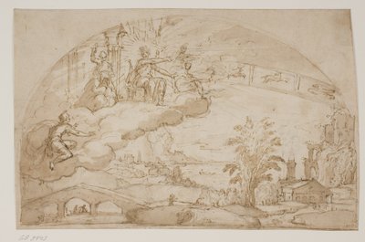 Apollon trônant dans les nuages au-dessus d