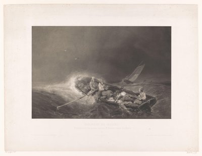 Vissers in een roeiboot op zee - Léon Jean Baptiste Sabatier
