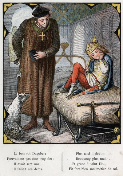 Illustration de Lorenz Frolich (1820-1908) pour la chanson populaire « Le bon roi Dagobert ». Édition J. Hetzel. Vers 1880. (Mal de dents) - Lorens Frolich