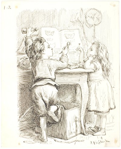 Les deux enfants préparent des papillons - Lorenz Frølich