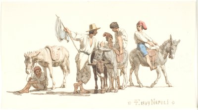 Italiens chevauchant des ânes - Lorenz Frølich