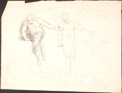 Études de Lucifer et diverses études de bâtiments - Lorenz Frølich