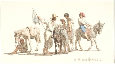 Italiens chevauchant des ânes - Lorenz Frølich
