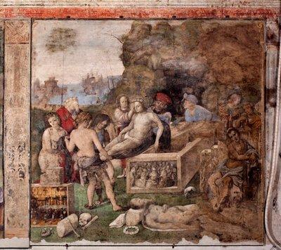 Vie de Sainte Cécile : Enterrement de Saint Valérien et Saint Tiburce - Lorenzo Costa