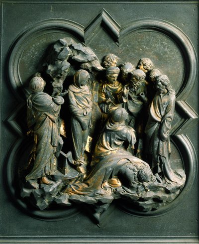 Détail extérieur : la résurrection de Lazare, sculpture en bronze de Lorenzo Ghiberti - Lorenzo Ghiberti