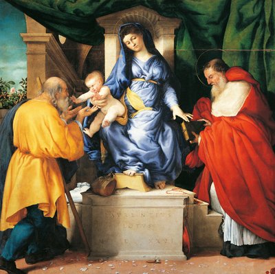 Madonna en majesté avec saints Giuseppe et Jérôme - Lorenzo Lotto