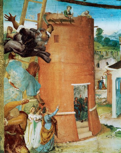 Côté gauche de la Capella Suardi, église Santa Barbara à Bergame ... (peinture murale) - Lorenzo Lotto