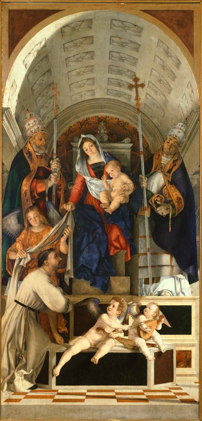 Madone avec Enfant et Saints Dominique, Grégoire et Urbain - Lorenzo Lotto