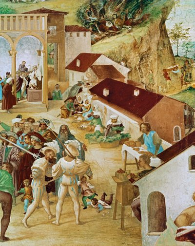 Côté droit de la Capella Suardi, église Santa Barbara à ... (peinture murale) - Lorenzo Lotto