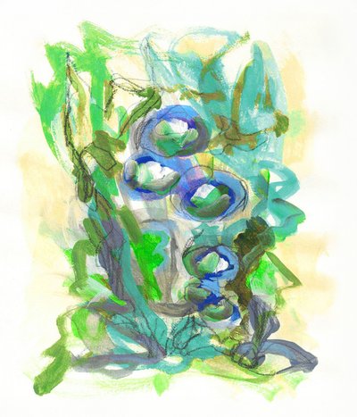 Fleurs vertes et bleues - Lori Ann Folz