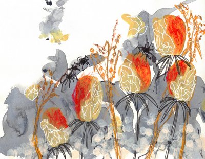 Banksia orange avec des araignées - Lori Ann Folz