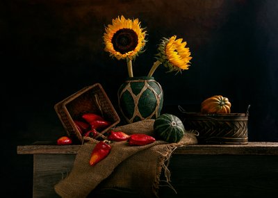 Récolte rustique de tournesols - Louie Luo