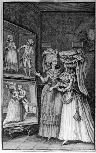 Illustration de Louis Binet (1744-1800) pour le livre de Nicolas Edme Restif de La Bretonne « Les Parisiennes », ou XL Caractères généraux pris dans les mœurs modernes, propres à servir à l
