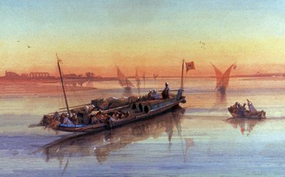 Felouques sur le Nil, autour de Thèbes - Louis Amable Crapelet
