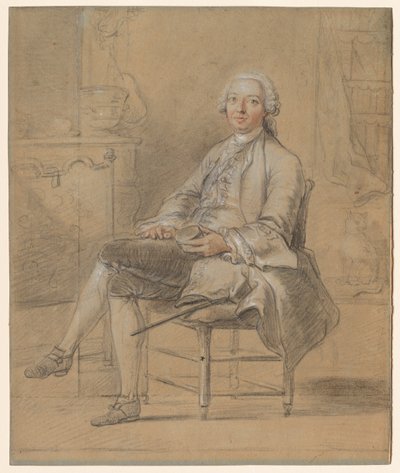 Homme assis tenant une tabatière, vers 1750-1760 - Louis Aubert