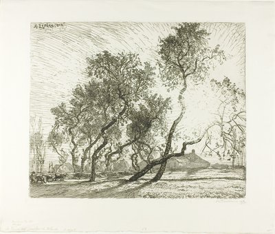Ferme avec peupliers hollandais - Louis Auguste Lepère