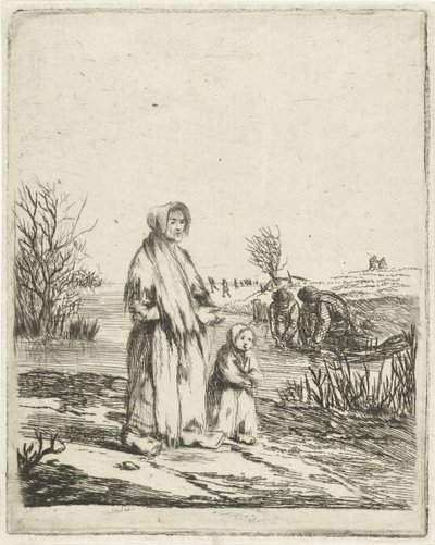 Mendiante avec enfant près d