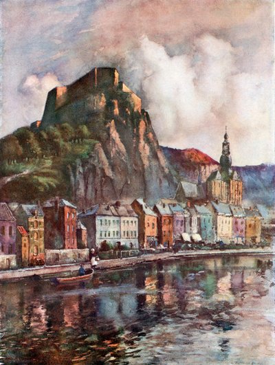 Vue de Dinant (lithographie couleur) - Louis Burleigh-Bruhl