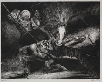 Une attaque par un tigre - Louis Candide Boulanger