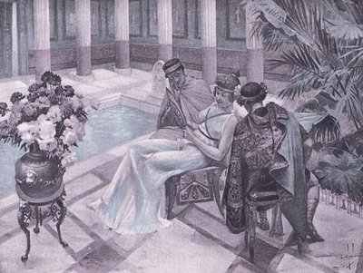 Titus et Gisippus, illustration du Décaméron de Boccace publié par la Société Navarre années 1930 (litho) - Louis Chalon