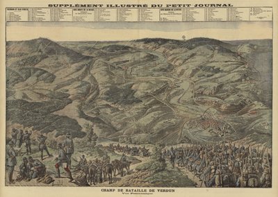 Vue panoramique du champ de bataille de Verdun, France, Première Guerre mondiale - Louis Charles (after) Bombled