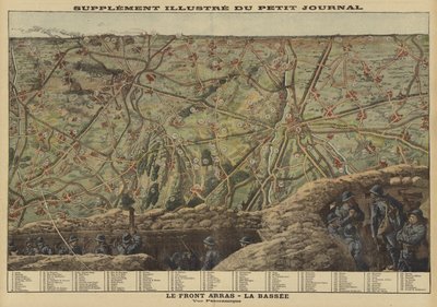 Vue panoramique du secteur du front occidental entre Arras et La Bassée, France, Première Guerre mondiale - Louis Charles (after) Bombled