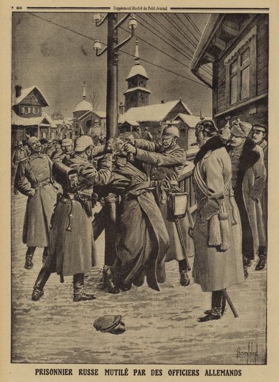 Prisonnier de guerre russe mutilé par des officiers allemands, Première Guerre mondiale - Louis Charles (after) Bombled