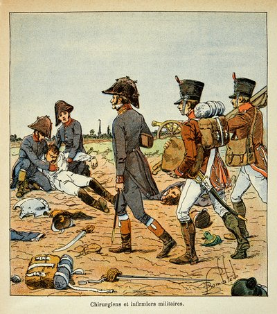 Illustration par Louis Bombled (1862-1927) tirée du livre « Le Mémorial de Sainte-Hélène » par le comte Emmanuel de Las Cases (1766-1842) : Portrait de chirurgiens militaires et d
