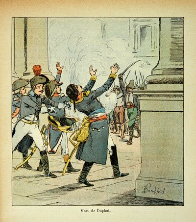 Illustration de Louis Bombled (1862-1927) du livre « Le Mémorial de Sainte-Hélène » du comte Emmanuel de Las Cases (1766-1842) : Assassinat du général Léonard Duphot (1769-1797) à Rome en 1797 - Louis Charles Bombled